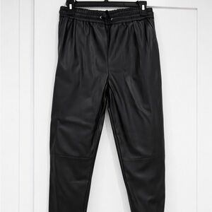 Zara Black Leather-Style Joggers